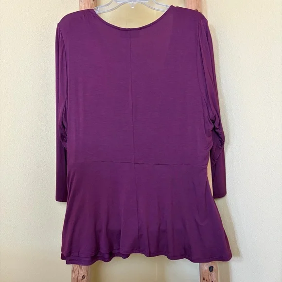 Lane Bryant Wrap Top Blouse Burgundy Wine Size 18/20 - Picture 5 of 11